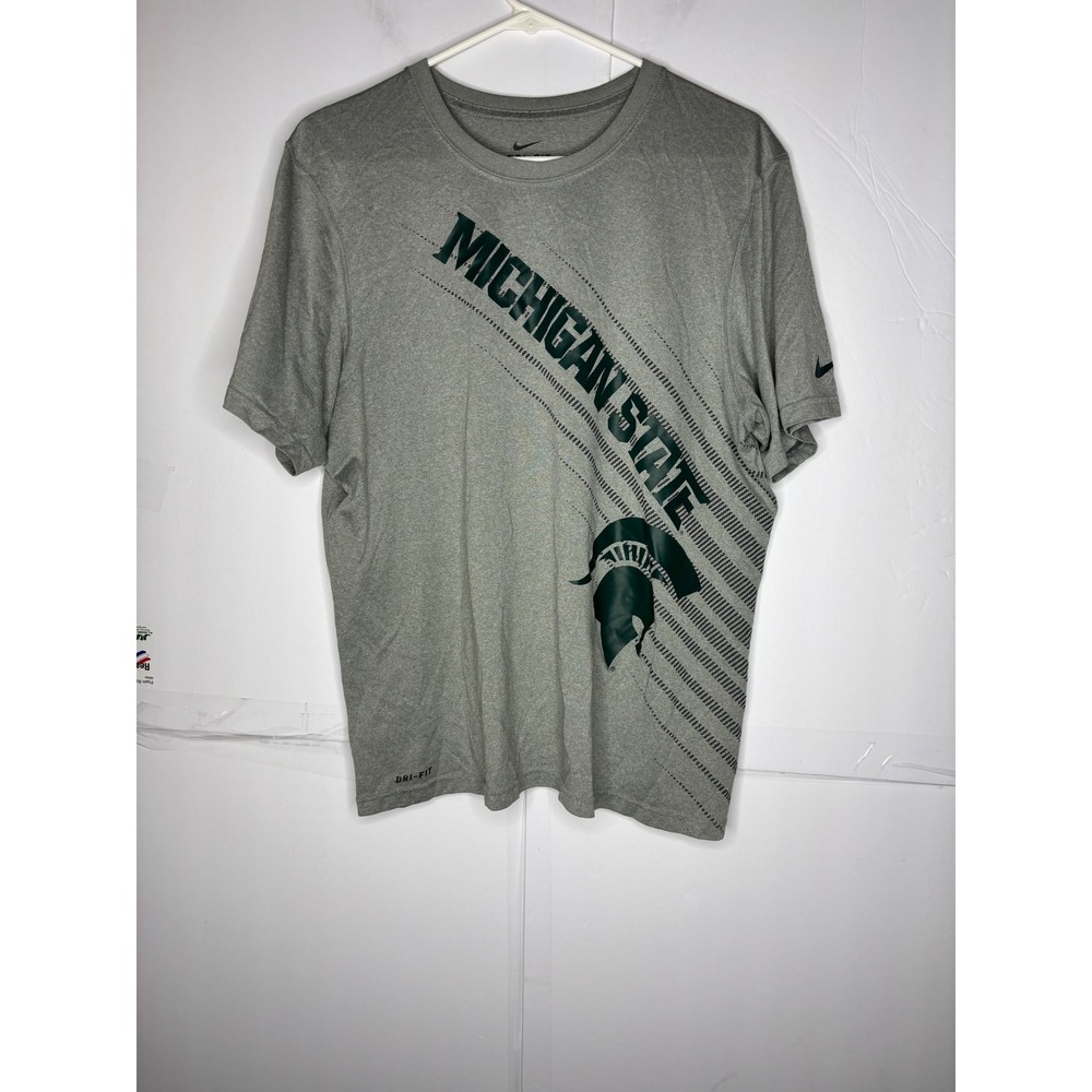 Nike‎ Michigan State Spartans Gray Dri-FIT Graphic T-Shirt Mens Medium MSU NCAA